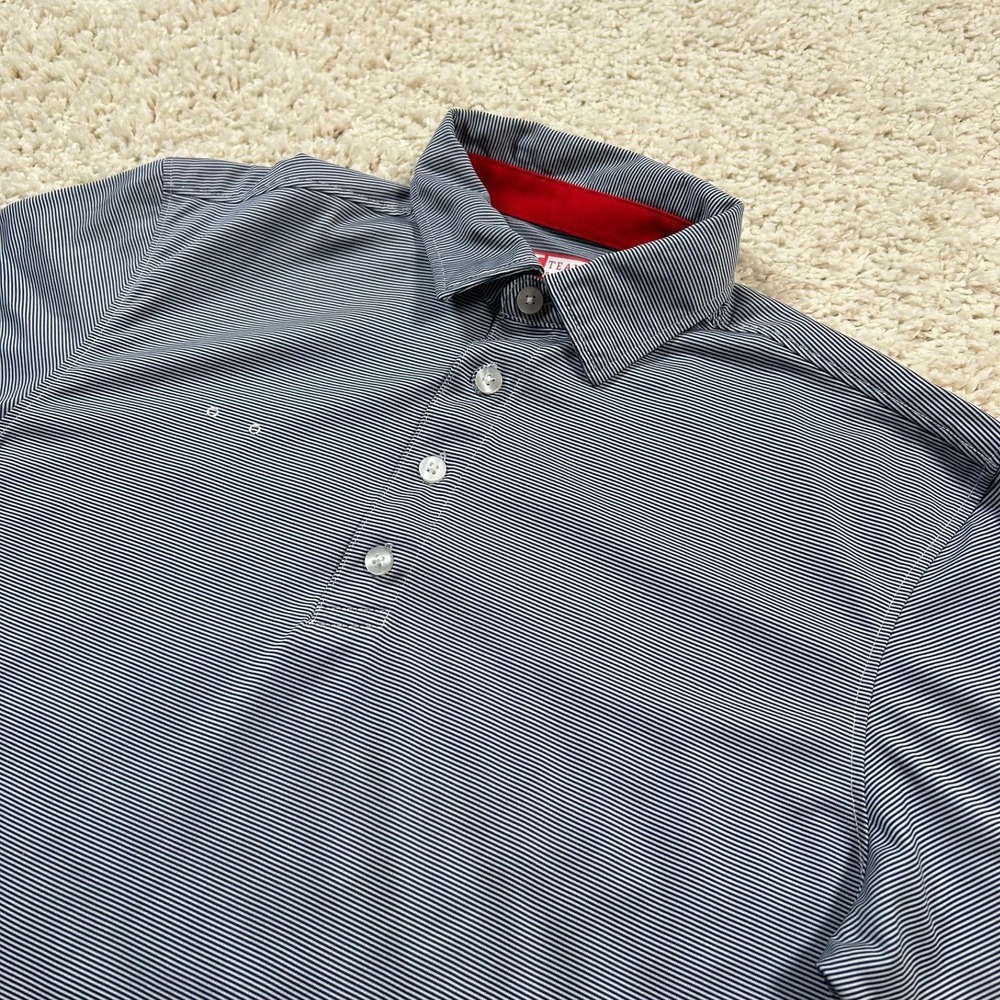 Oobe Chick-fil-A Polo Shirt Size Medium Blue Stripe Repreve Recycled Fabric